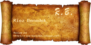 Riez Benedek névjegykártya